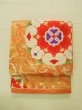Photo11: K0224T Vintage Japanese Kimono   Orange FUKURO OBI sash Flower Silk.  (Grade B) (11)