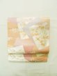 Photo2: Mint K0303P Vintage Japanese Kimono Shiny Light Pink FUKURO OBI sash Chrysanthemum Silk.  (Grade A) (2)