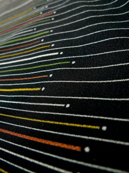 Photo8: Mint K0311P Used Japanese   Black KOMON dyed / Synthetic. Tortoise-shell pattern― Hexagonal pattern   (Grade A) (8)