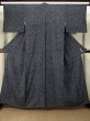 Photo1: K0311R Used Japanese   Blue EDO KOMON pattern dyed / Silk.  kite pattern  (Grade B) (1)