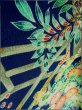 Photo10: Mint K0317G Used Japanese   Blue KOMON dyed / Silk. Peony, screen pattern  (Grade A) (10)