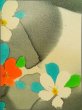 Photo7: K0317H Used Japanese   White KOMON dyed / Silk. Flower,   (Grade B) (7)