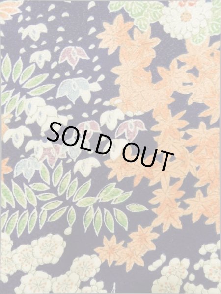 Photo7: K0317R Used Japanese   Indigo Blue KOMON dyed / Silk. Peony, flower cart pattern  (Grade A) (7)