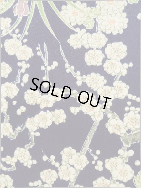 Photo8: K0317R Used Japanese   Indigo Blue KOMON dyed / Silk. Peony, flower cart pattern  (Grade A) (8)