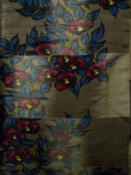 Photo4: K0324D Used Japanese   Gray KOMON dyed / Silk. Flower,   (Grade B) (4)
