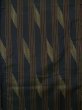 Photo3: K0324G Used Japanese   Black TSUMUGI pongee / Silk. Stripes,   (Grade A) (3)