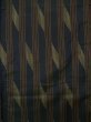 Photo3: K0324G Used Japanese   Black TSUMUGI pongee / Silk. Stripes,   (Grade A) (3)