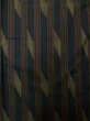 Photo4: K0324G Used Japanese   Black TSUMUGI pongee / Silk. Stripes,   (Grade A) (4)