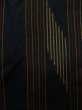 Photo5: K0324G Used Japanese   Black TSUMUGI pongee / Silk. Stripes,   (Grade A) (5)