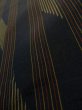 Photo7: K0324G Used Japanese   Black TSUMUGI pongee / Silk. Stripes,   (Grade A) (7)