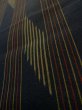 Photo8: K0324G Used Japanese   Black TSUMUGI pongee / Silk. Stripes,   (Grade A) (8)