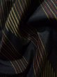 Photo9: K0324G Used Japanese   Black TSUMUGI pongee / Silk. Stripes,   (Grade A) (9)