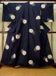 Photo1: Mint K0324I Used Japanese Deep  Blue TSUMUGI pongee / Silk. Flower,   (Grade A) (1)