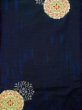 Photo3: Mint K0324I Used Japanese Deep  Blue TSUMUGI pongee / Silk. Flower,   (Grade A) (3)