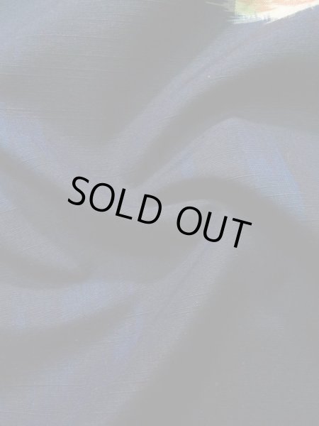 Photo12: Mint K0324I Used Japanese Deep  Blue TSUMUGI pongee / Silk. Flower,   (Grade A) (12)