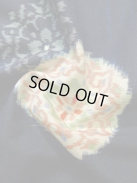 Photo13: Mint K0324I Used Japanese Deep  Blue TSUMUGI pongee / Silk. Flower,   (Grade A) (13)