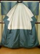 Photo2: Mint K0324L Used Japanese Pale  Pale Blue TSUMUGI pongee / Silk. Stripes   (Grade A) (2)