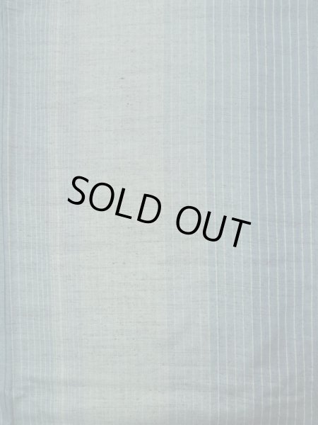 Photo3: Mint K0324L Used Japanese Pale  Pale Blue TSUMUGI pongee / Silk. Stripes   (Grade A) (3)