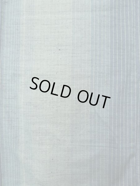 Photo4: Mint K0324L Used Japanese Pale  Pale Blue TSUMUGI pongee / Silk. Stripes   (Grade A) (4)