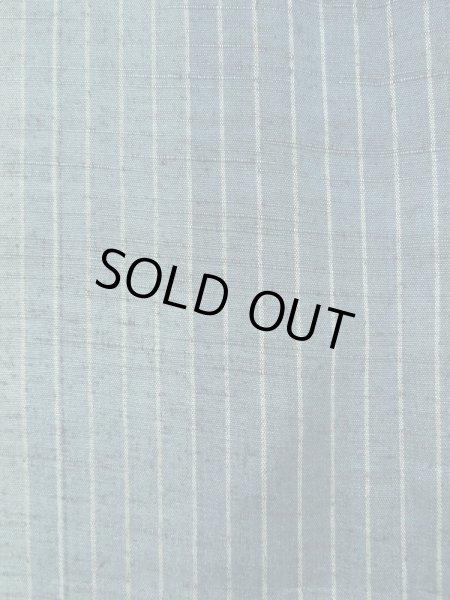 Photo5: Mint K0324L Used Japanese Pale  Pale Blue TSUMUGI pongee / Silk. Stripes   (Grade A) (5)