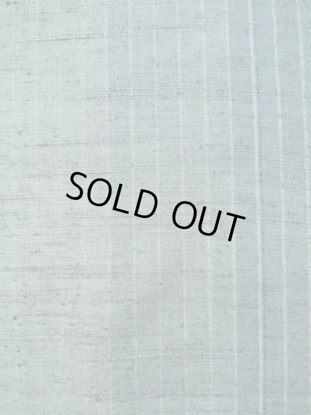 Photo6: Mint K0324L Used Japanese Pale  Pale Blue TSUMUGI pongee / Silk. Stripes   (Grade A) (6)