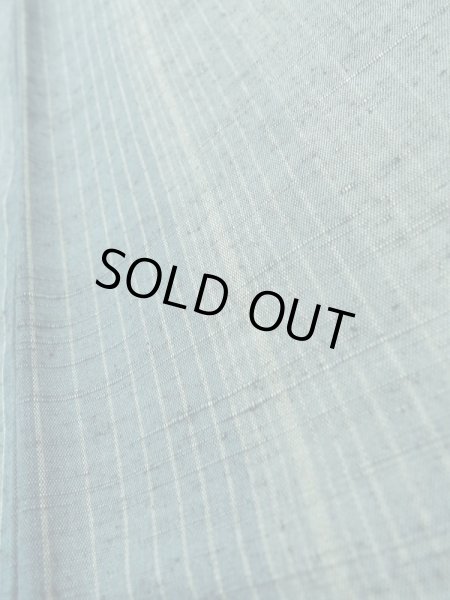 Photo8: Mint K0324L Used Japanese Pale  Pale Blue TSUMUGI pongee / Silk. Stripes   (Grade A) (8)