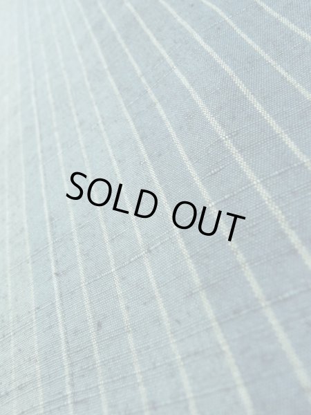 Photo10: Mint K0324L Used Japanese Pale  Pale Blue TSUMUGI pongee / Silk. Stripes   (Grade A) (10)