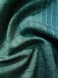 Photo11: Mint K0324L Used Japanese Pale  Pale Blue TSUMUGI pongee / Silk. Stripes   (Grade A) (11)