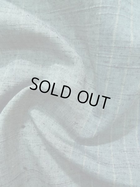 Photo12: Mint K0324L Used Japanese Pale  Pale Blue TSUMUGI pongee / Silk. Stripes   (Grade A) (12)