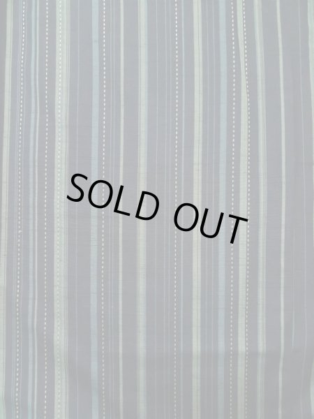 Photo4: K0324P Used Japanese   Blue TSUMUGI pongee / Silk. Stripes quilting  (Grade A) (4)