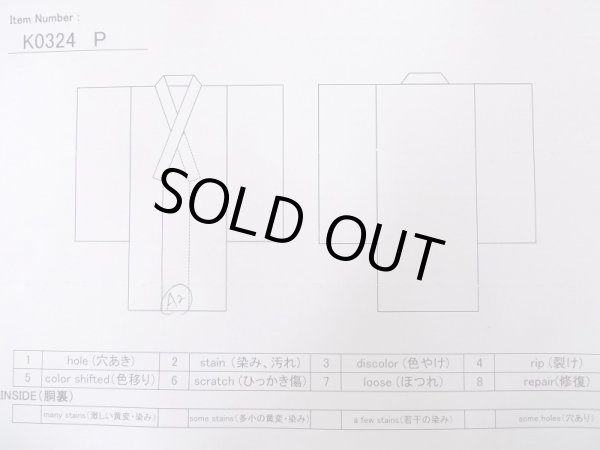 Photo13: K0324P Used Japanese   Blue TSUMUGI pongee / Silk. Stripes quilting  (Grade A) (13)