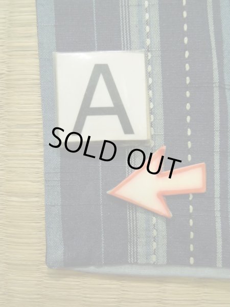 Photo14: K0324P Used Japanese   Blue TSUMUGI pongee / Silk. Stripes quilting  (Grade A) (14)