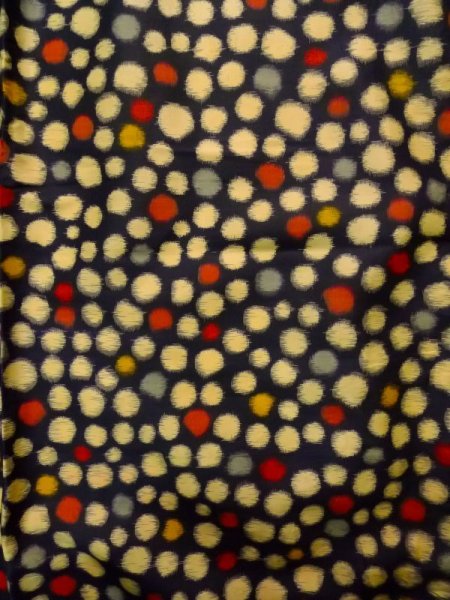 Photo4: K0324R Used Japanese   Black TSUMUGI pongee / Silk. Circle   (Grade D) (4)