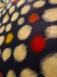 Photo10: K0324R Used Japanese   Black TSUMUGI pongee / Silk. Circle   (Grade D) (10)