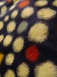 Photo11: K0324R Used Japanese   Black TSUMUGI pongee / Silk. Circle   (Grade D) (11)