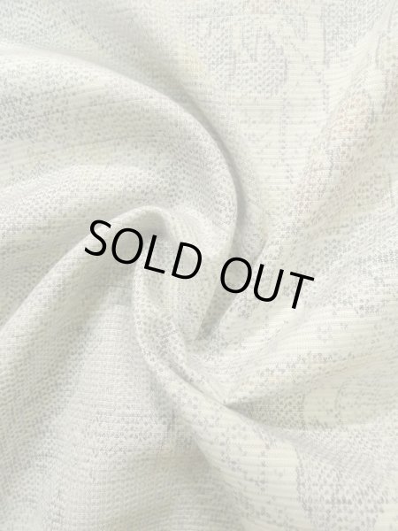 Photo13: Mint K0324U Used Japanese Heather  Gray TSUMUGI pongee / Silk. Flower,   (Grade A) (13)