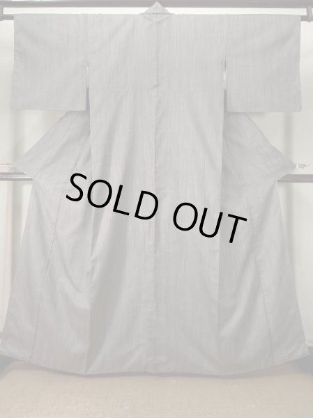 Photo1: K0324V Used Japanese Heather  Purple TSUMUGI pongee / Silk. Stripes,   (Grade B) (1)