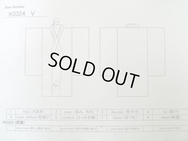 Photo13: K0324V Used Japanese Heather  Purple TSUMUGI pongee / Silk. Stripes,   (Grade B) (13)