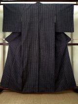 Japanese Men's Traditional TSUMUGI Hitoe Kimono Polyester Gray from JAPAN 