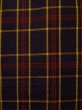 Photo5: K0325C Used Japanese   Black TSUMUGI pongee / Silk. Plaid Checks   (Grade B) (5)