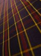 Photo7: K0325C Used Japanese   Black TSUMUGI pongee / Silk. Plaid Checks   (Grade B) (7)