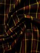 Photo9: K0325C Used Japanese   Black TSUMUGI pongee / Silk. Plaid Checks   (Grade B) (9)
