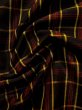 Photo9: K0325C Used Japanese   Black TSUMUGI pongee / Silk. Plaid Checks   (Grade B) (9)