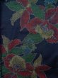 Photo3: Mint K0329M Used Japanese   Navy Blue TSUMUGI pongee / Silk. Flower,   (Grade A) (3)