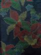 Photo4: Mint K0329M Used Japanese   Navy Blue TSUMUGI pongee / Silk. Flower,   (Grade A) (4)