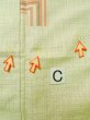 Photo16: K0329Q Used Japanese   Off White TSUMUGI pongee / Silk. Geometrical pattern,   (Grade B) (16)