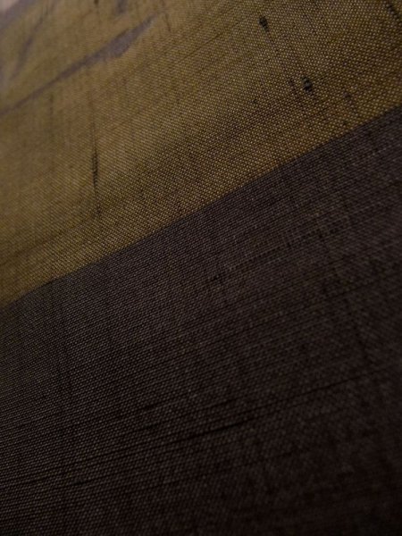 Photo9: K0329Z Used Japanese   Brown TSUMUGI pongee / Silk. Flower,   (Grade B) (9)