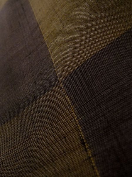 Photo10: K0329Z Used Japanese   Brown TSUMUGI pongee / Silk. Flower,   (Grade B) (10)