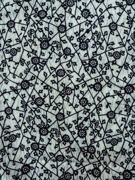 Photo4: K0415A Used Japanese   Blue YUKATA summer(made in Japan) / Cotton. Flower, made in 1960-1970  (Grade B) (4)