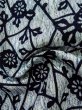 Photo11: K0415A Used Japanese   Blue YUKATA summer(made in Japan) / Cotton. Flower, made in 1960-1970  (Grade B) (11)